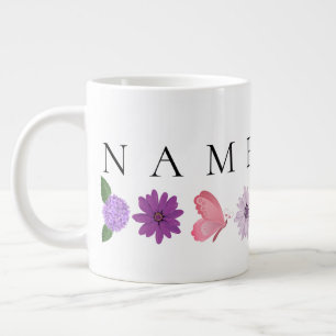 Personalised Floral Birthday Gift add their name Large Coffee Mug