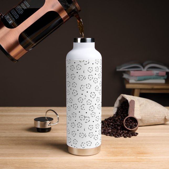 Personalised Floral Birthday Gift Folder Water Bottle (Coffee)