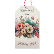 Personalised Floral Birthday Party Gift Tag
