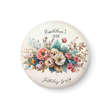 Personalised Floral Birthday Party Magnet
