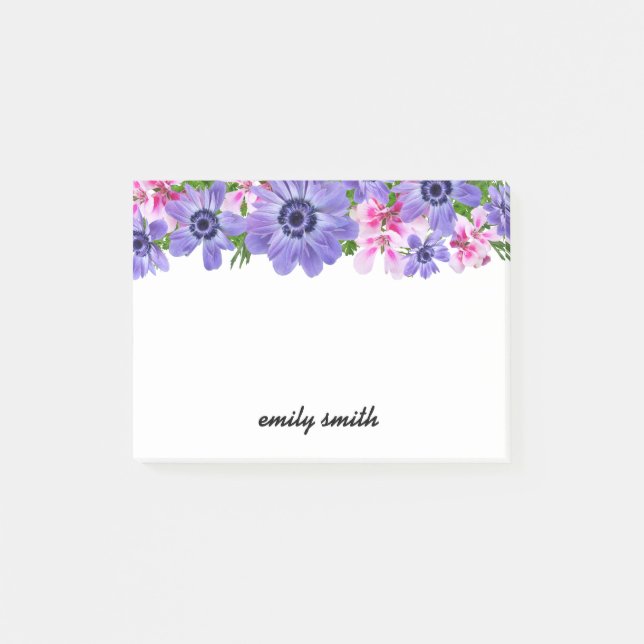 Personalised Floral Bloom Post-it Notes (Front)
