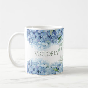 Personalised Floral Blue Hydrangea Coffee Mug