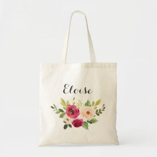 Personalised Floral Blush Greenery Tote Bag