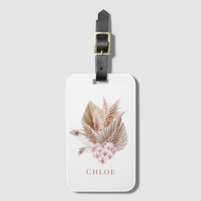 Personalised Floral Boho Wildflower Luggage Tag (Front Vertical)