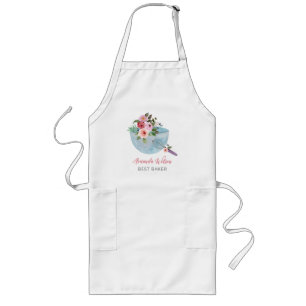 Personalised Floral Bowl and Whisker Bakers Long Apron