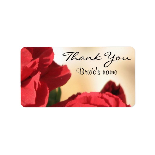 Personalised Floral Bridal Thank You Label (Front)