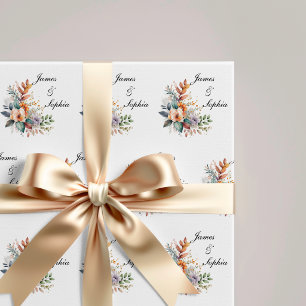 Personalised Floral Bridal Wedding Wrapping Paper