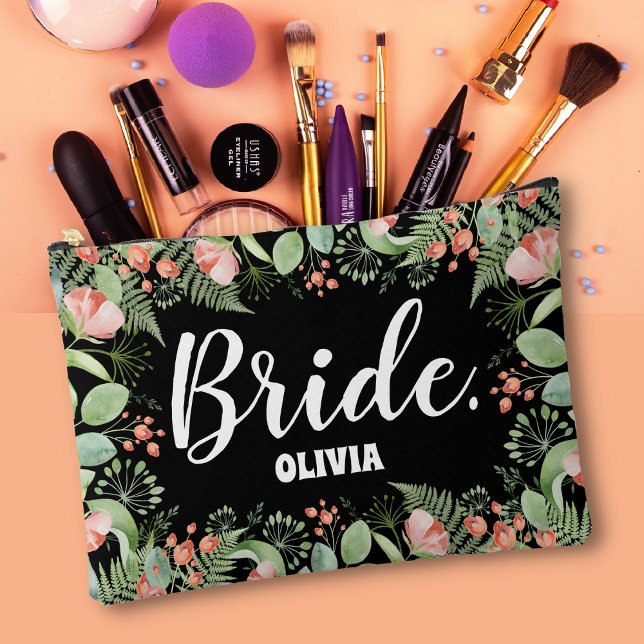 Personalised Floral Bride  Accessory Pouch (Creator Uploaded)