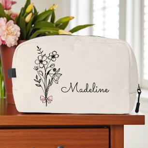 Personalised Floral Bridesmaid Beige Dopp Kit