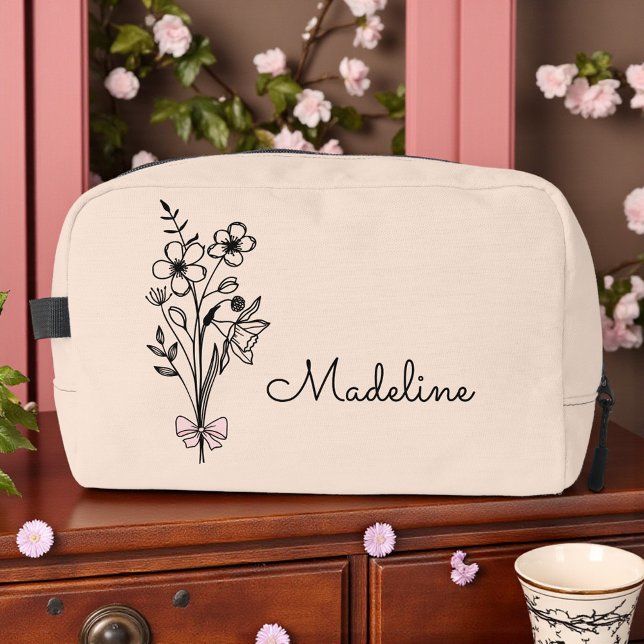 Personalised Floral Bridesmaid Light Peach Dopp Kit (Creator Uploaded)