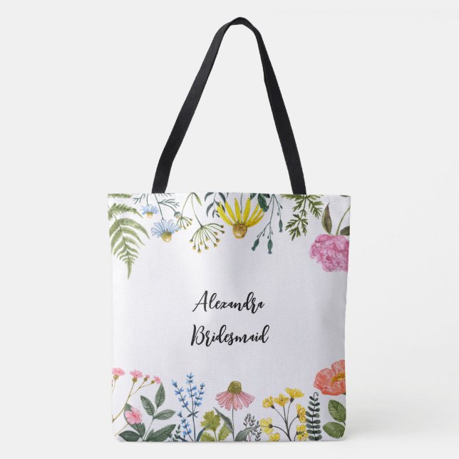 Personalised Floral Bridesmaid Tote Bag (Front)