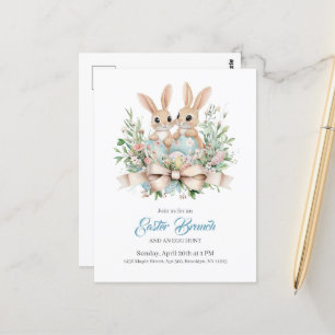 Personalised Floral Bunny Easter Brunch In Invitat Postcard