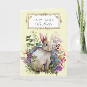 Personalised Floral Bunny Easter Card