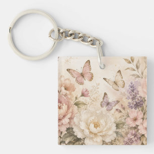 Personalised Floral Butterfly Acrylic Keychain