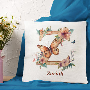 Personalised Floral Butterfly Letter Z Monogram Cushion