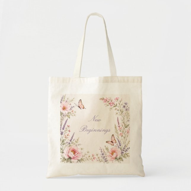 Personalised Floral Butterfly Tote Bag  (Front)