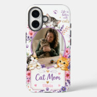 Personalised Floral Cat Mum Photo Phone Case