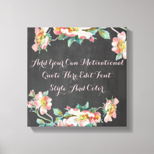 Personalised floral chalkboard canvas print