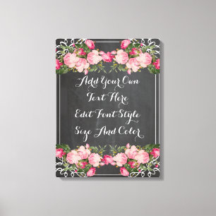 Personalised floral chalkboard quote canvas print