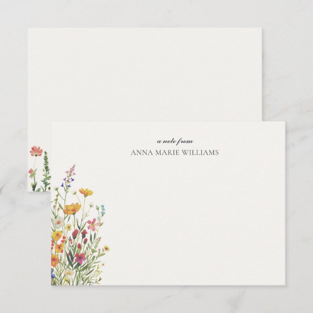 Personalised Floral Chic Elegant Note Card (Front/Back)