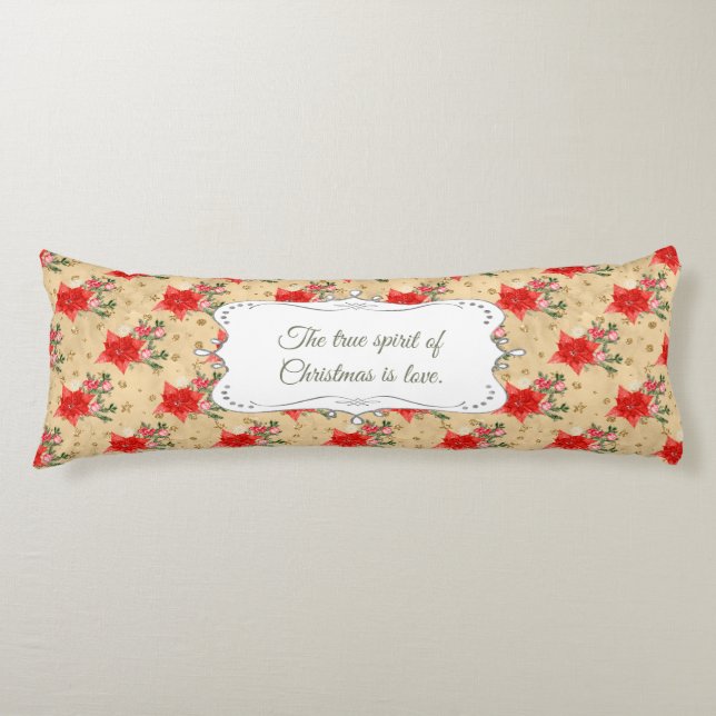 Personalised Floral Christmas Pattern Body Cushion (Front)