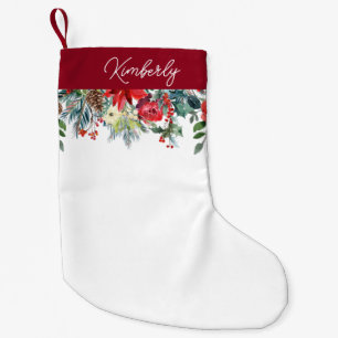 Personalised Floral Christmas Small Christmas Stocking