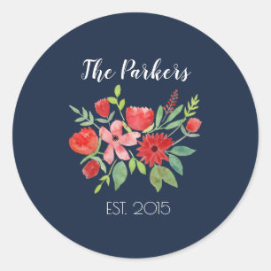 Personalised Floral Classic Round Sticker