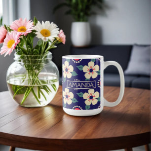 Personalised Floral Coffee Mug with Name