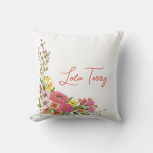 Personalised Floral Corner Pillow