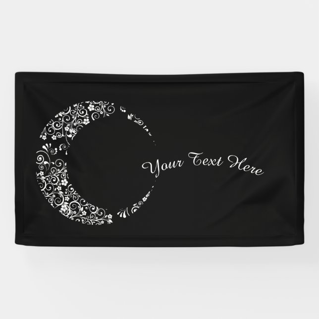 Personalised Floral Crescent Moon Banner (Horizontal)