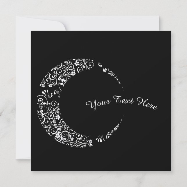 Personalised Floral Crescent Moon Flat Card (Front)