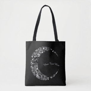 Personalised Floral Crescent Moon Tote Bag