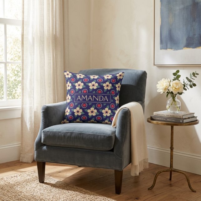 Personalised Floral  Cushion (Creator Uploaded)