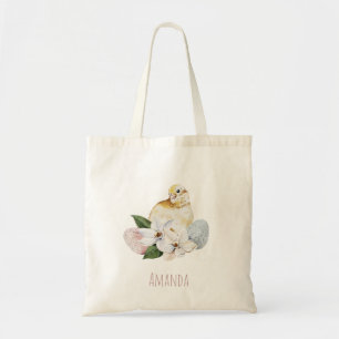 Personalised Floral Cute Chick Easter Egg Hunt Tote Bag