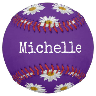 Personalised Floral Daisy Purple Softball