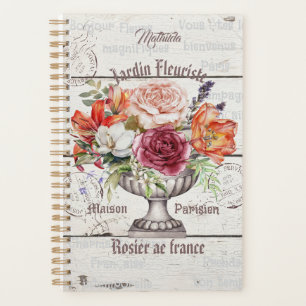 Personalised floral Decorative rustic wood French Planner
