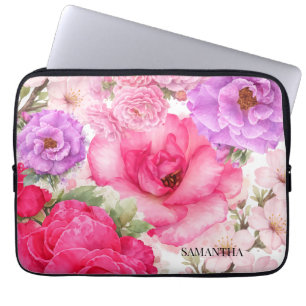 Personalised Floral Design Laptop Sleeve