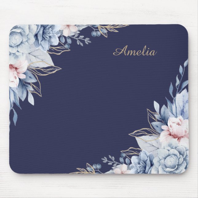 Personalised Floral desk Mouse Mat (Front)