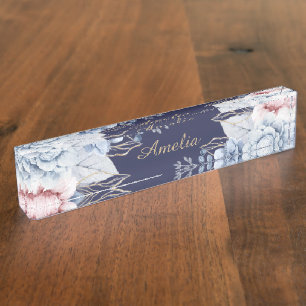 Personalised Floral desk Nameplate
