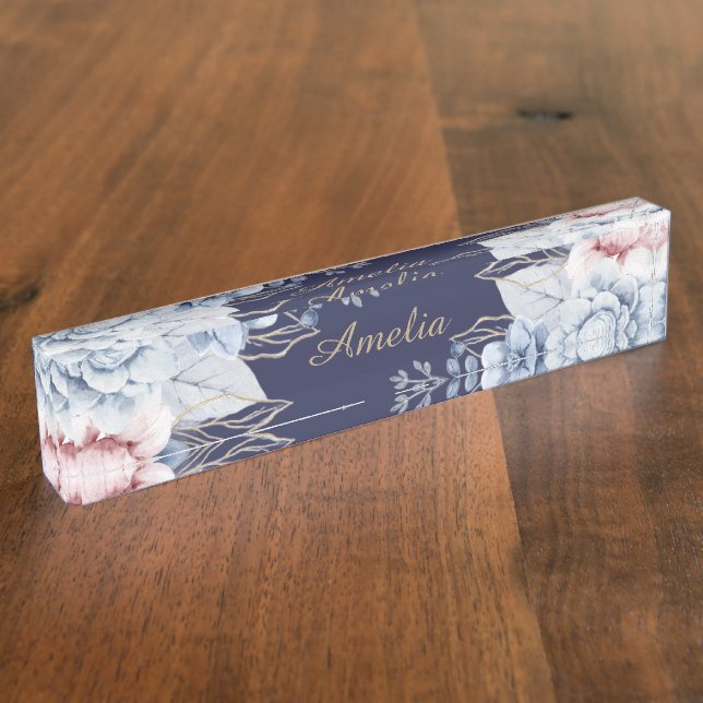 Personalised Floral desk Nameplate (Side)