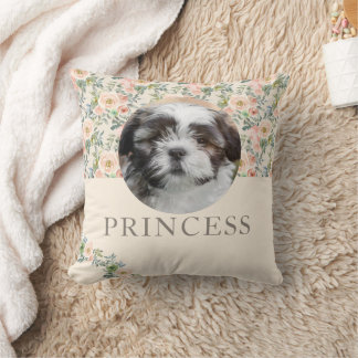 Personalised Floral Dog Photo Cushion