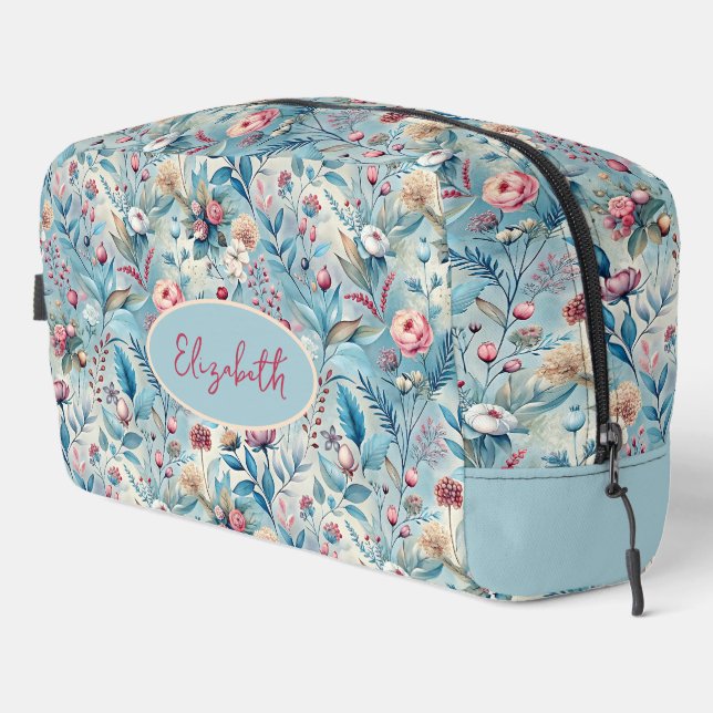 Personalised Floral  Dopp Kit (Right Corner)