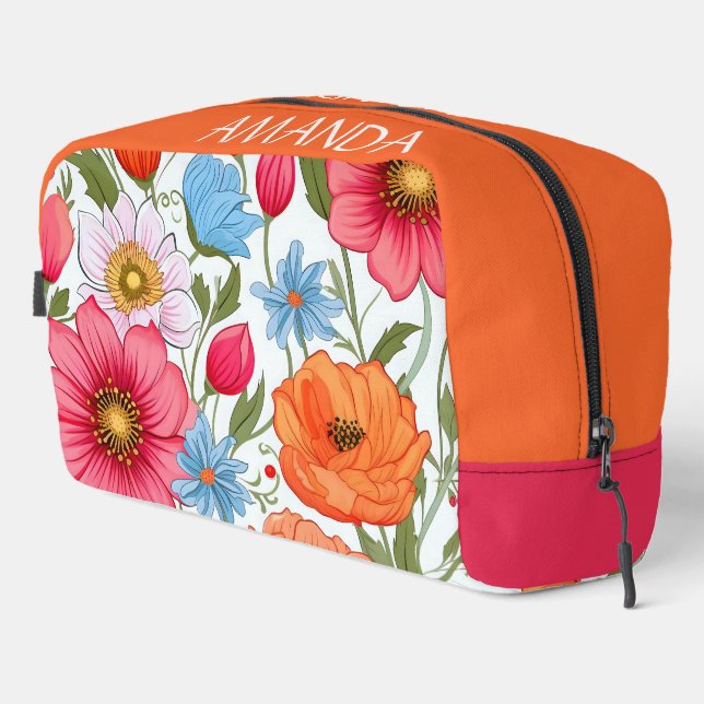 Personalised Floral  Dopp Kit (Right Corner)