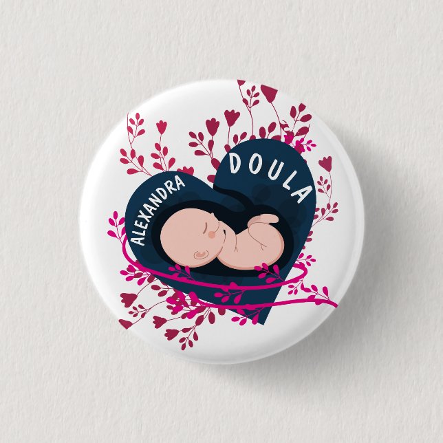 Personalised Floral Doula 3 Cm Round Badge (Front)