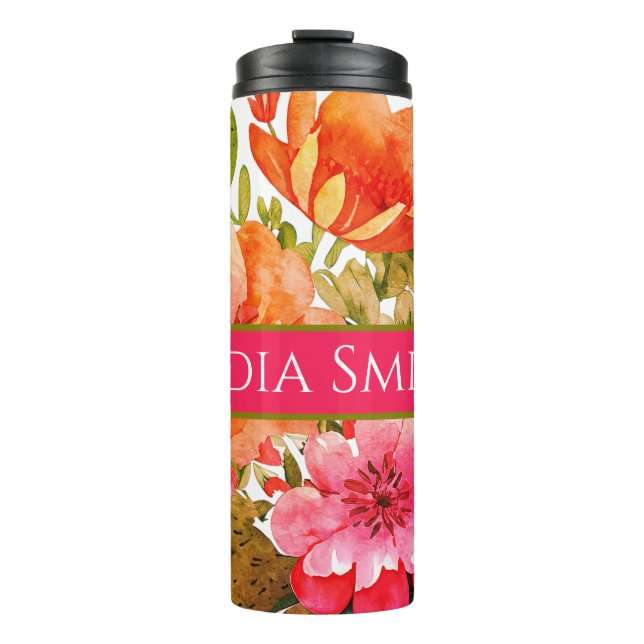 Personalised floral drink tumbler (Front)