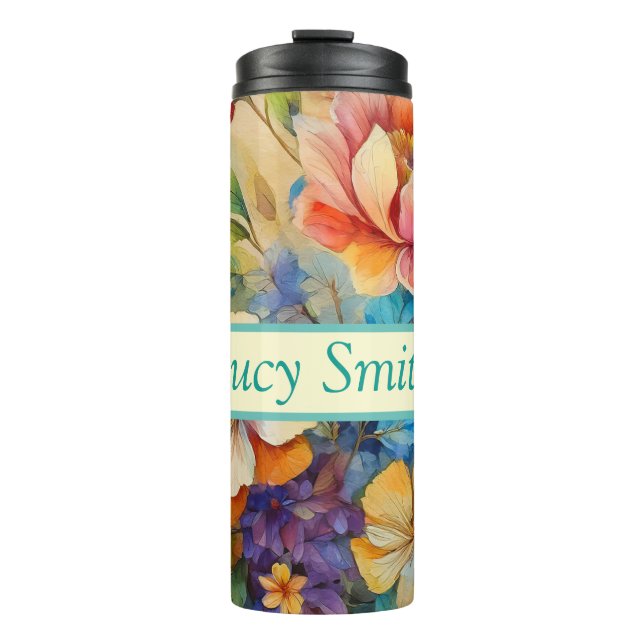Personalised floral drink tumbler (Front)
