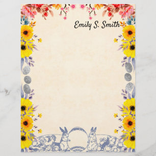 Personalised Floral Easter Border Scrapbook Paper