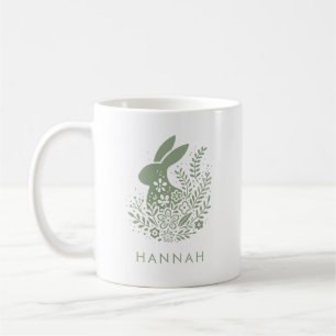 Personalised Floral Easter Bunny Coffee Mug