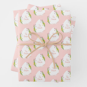 Personalised Floral Easter Eggs Pink Wrapping Paper Sheet