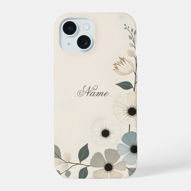 Personalised Floral Edging  iPhone 15 Case (Back)